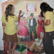 Student painting victorian style Mural